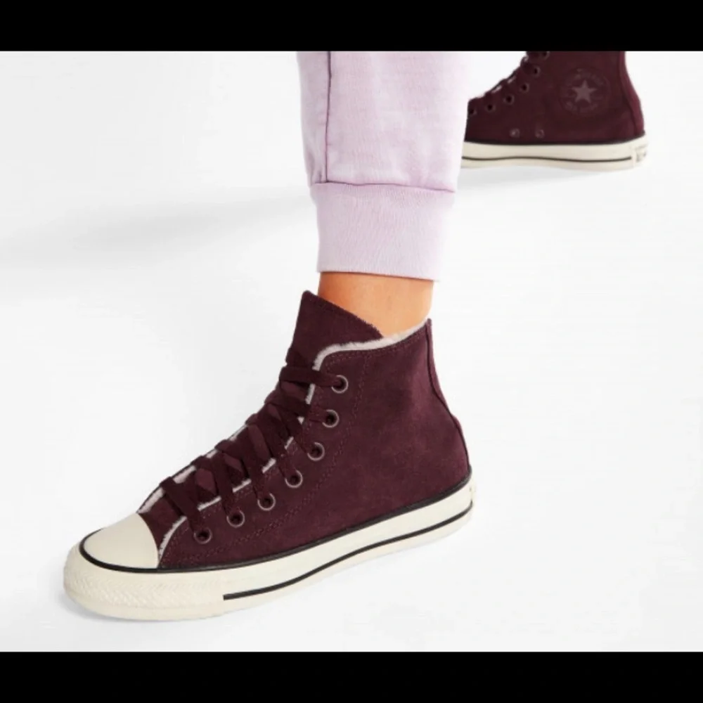 Converse Maroon Suede Fuzzy Pink Sneakers